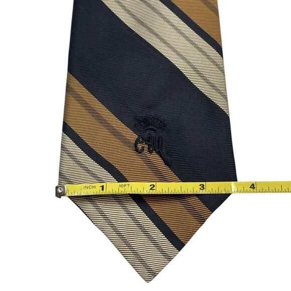 VINTAGE WOOLF BROTHERS COUNTESS MARA TIE Black Copper Brown, PREOWNED - Picture 4 of 5